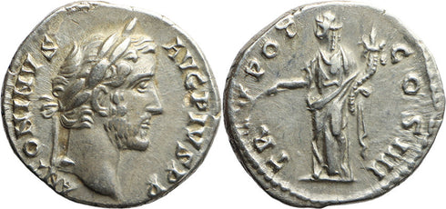 EF+ Ancient Roman silver coin of the Emperor Antoninus Pius minted in Rome