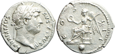 EF/VF+ Ancient Roman silver coin of the Emperor Hadrian minted in Rome
