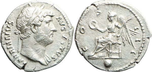 EF/VF+ Ancient Roman silver coin of the Emperor Hadrian minted in Rome