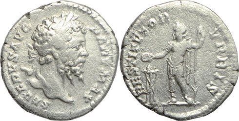 Ancient Roman silver denarius of the Emperor Septimius Severus - RESTITVTOR VRBIS