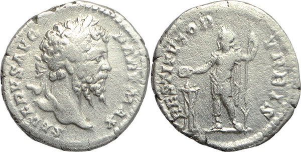 Ancient Roman silver denarius of the Emperor Septimius Severus - RESTITVTOR VRBIS