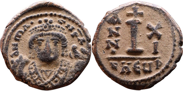 Ancient Byzantine coin of the Emperor Maurice Tiberius 582-602 AD
