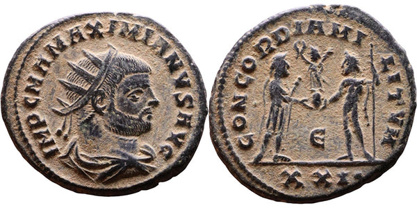 Ancient Roman coin of Maximianus 286-305 AD - CONCORDIA MILITVM