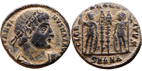 Ancient Roman coin of Constantine I minted in Antioch - GLORIA EXERCITVS