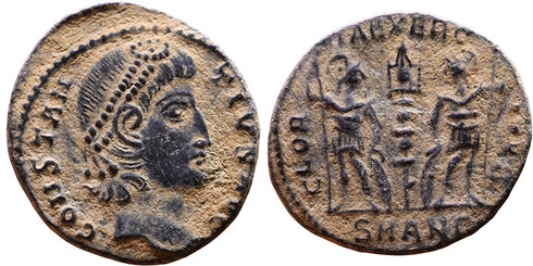 Ancient Roman coin of Constantius II - GLORIA EXERCITVS - Antioch Mint