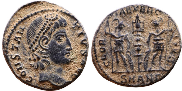 Ancient Roman coin of Constantius II - GLORIA EXERCITVS - Antioch Mint