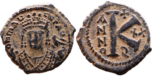 Ancient Byzantine coin of the Emperor Maurice Tiberius 582-602 AD