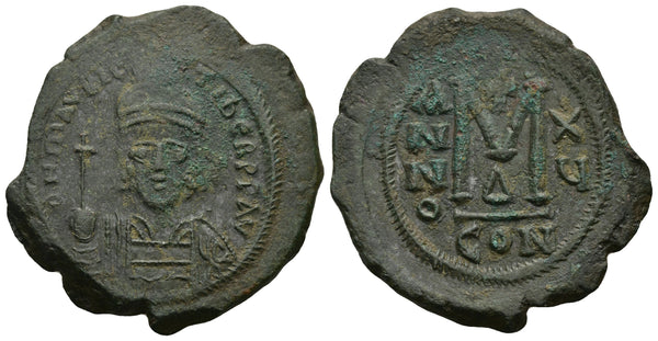 Ancient Byzantine coin of Maurice Tiberius AE32 Follis - Constantinople mint