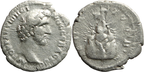 Ancient Roman silver coin of the Emperor Antoninus Pius minted in Caesarea, Cappadocia