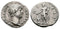 Ancient Roman silver denarius of the Emperor Hadrian minted in Rome in 124-125 AD