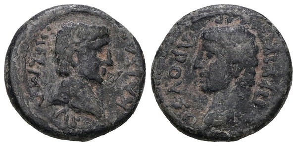Ancient Roman Provincial coin of Germanicus and Drusus minted in Prymnessus, Phrygia by Emperor Tiberius
