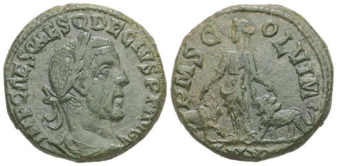 Large Ancient Roman coin of the Emperor Trajan Decius minted in Viminacium, Moesia