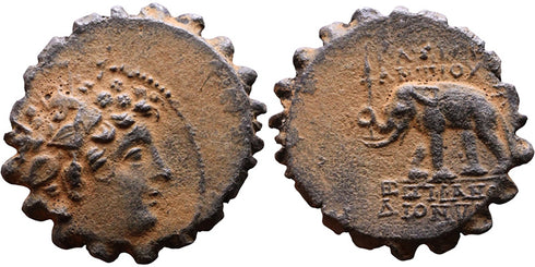 Ancient Greek coin of the Seleukid King Antiochos VI Dionysos