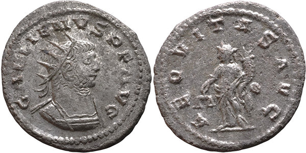 Ancient Roman silvered coin of the Emperor Gallienus - AEQVITAS AVG