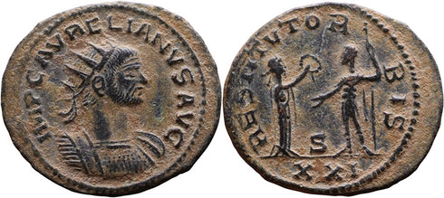 Ancient Roman coin of the Emperor Aurelian - RESTITVT ORBIS