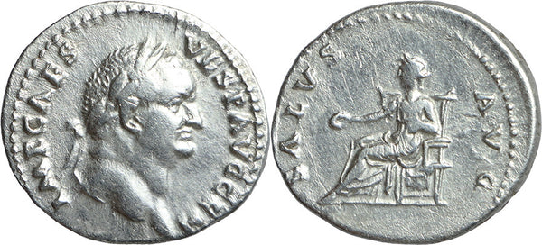 Beautiful Ancient Roman silver denarius of the Emperor Vespasian minted in Rome in 73AD