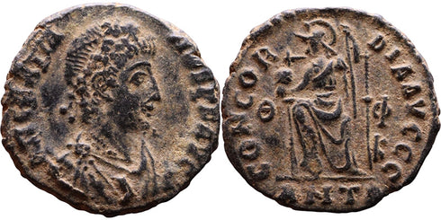 Ancient Roman coin of the Emperor Gratian minted in Antioch