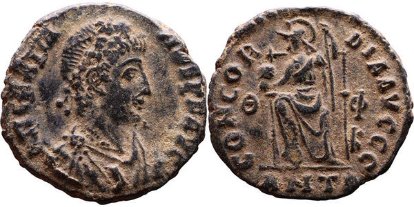 Ancient Roman coin of the Emperor Gratian minted in Antioch