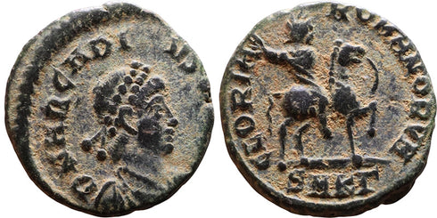 VF+ Ancient Roman coin of Arcadius on horseback minted in Cyzicus