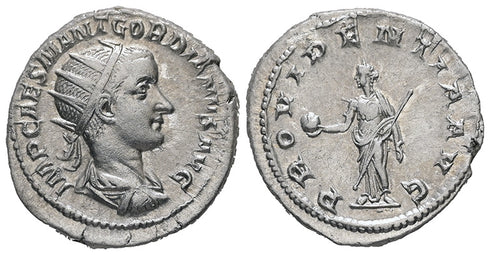 EF/aEF Ancient Roman silver coin of the Emperor Gordian III minted in Rome
