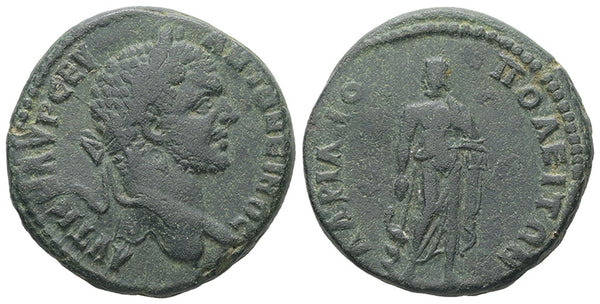 Ancient Roman Provincial coin of Caracalla minted in Hadrianopolis, Thrace