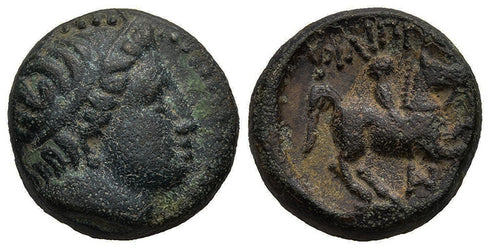 Ancient Greek bronze coin of Philip II of Macedon circa 359-336 BC