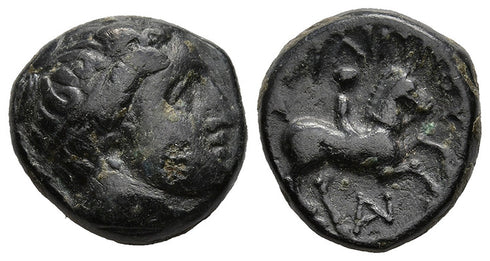 Ancient Greek bronze coin of Philip II of Macedon circa 359-336 BC