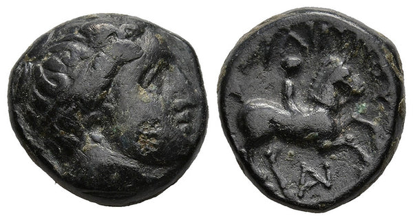 Ancient Greek bronze coin of Philip II of Macedon circa 359-336 BC