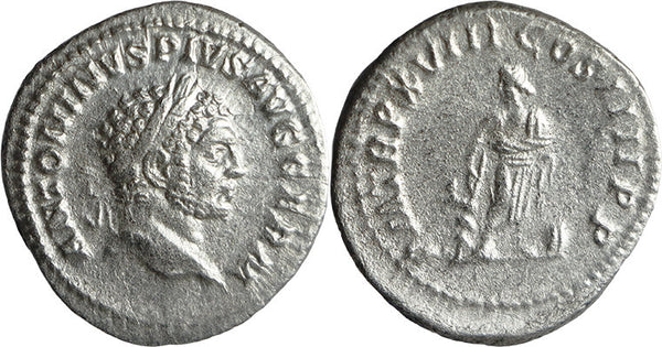 Ancient Roman silver coin of Caracalla as Augustus minted in Rome