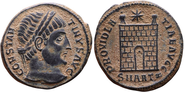 EF+ Ancient Roman coin of Constantine I minted in Antioch - PROVIDENTIAE AVGG - Campgate with 9 levels