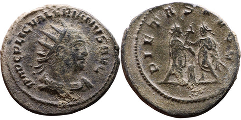 Ancient Roman billon silver coin of Valerian as Augustus minted in Antioch