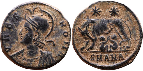 Ancient Roman coin - Commemorative Coin minted in Antioch - Wolf and Twins