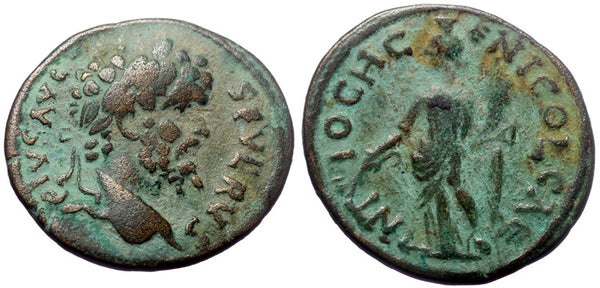 Ancient Roman Provincial coin of the Emperor Septimius Severus minted in Antioch, Pisidia