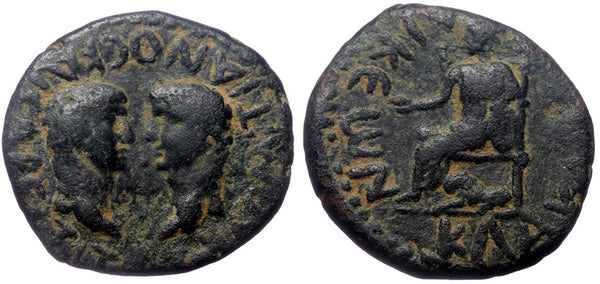 Ancient Roman Provincial coin of Titus and Domitian minted in Laodicea Catacecaumene, Lycaonia