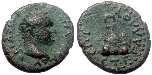 Ancient Roman Provincial coin of Titus as Caesar minted in Caesarea, Cappadocia