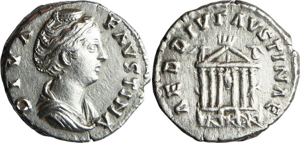 Ancient Roman silver coin of Faustina I minted in Rome in 150 AD