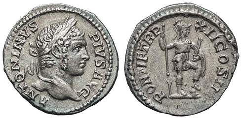 Superb Ancient Roman silver denarius of Caracalla as Augustus minted in Rome