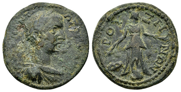 Ancient Roman Provincial coin of Gordian III minted in Bruzus, Phrygia