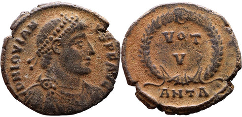 Ancient Roman coin of the Emperor Jovian minted in Antioch