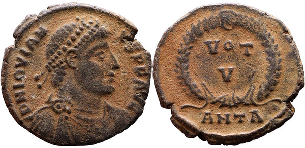 Ancient Roman coin of the Emperor Jovian minted in Antioch