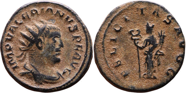 Ancient Roman billon silver coin of Valerian as Augustus - FELICITAS AVGG