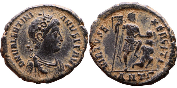 VF+ Ancient Roman coin of Valentinian II as Augustus minted in Antioch