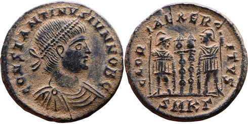Perfectly centered EF++ Ancient Roman coin of Constantine II minted in Cyzicus - GLORIA EXERCITVS