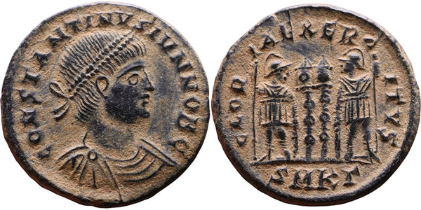 Perfectly centered EF++ Ancient Roman coin of Constantine II minted in Cyzicus - GLORIA EXERCITVS