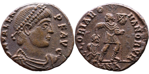 VF+ Ancient Roman coin of Valens as Augustus minted in Nicomedia - GLORIA ROMANORVM