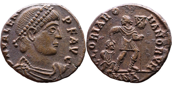 VF+ Ancient Roman coin of Valens as Augustus minted in Nicomedia - GLORIA ROMANORVM