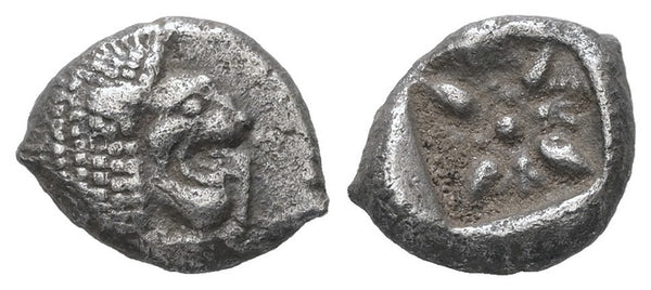 Ancient Greek silver coin from Ionia, Miletos. Late 6th early 4th Century BC. AR Diobol