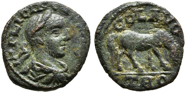 Ancient Roman Provincial coin of Gallienus minted in Troas, Alexandria