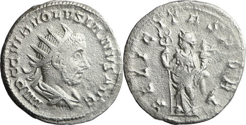Ancient Roman silver coin of the Emperor Volusian minted in Rome - FELICITAS PVBL