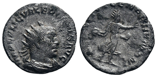 Ancient Roman billon silver coin of Valerian as Augustus